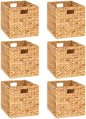 M4DECOR Wicker storage basket, wicker storage baskets for shelves, large  wicker baskets for storage, wicker cube storage bins for Bedroom, Living  Room, Nursery Room (6 packs 12x12in) - Leon002
